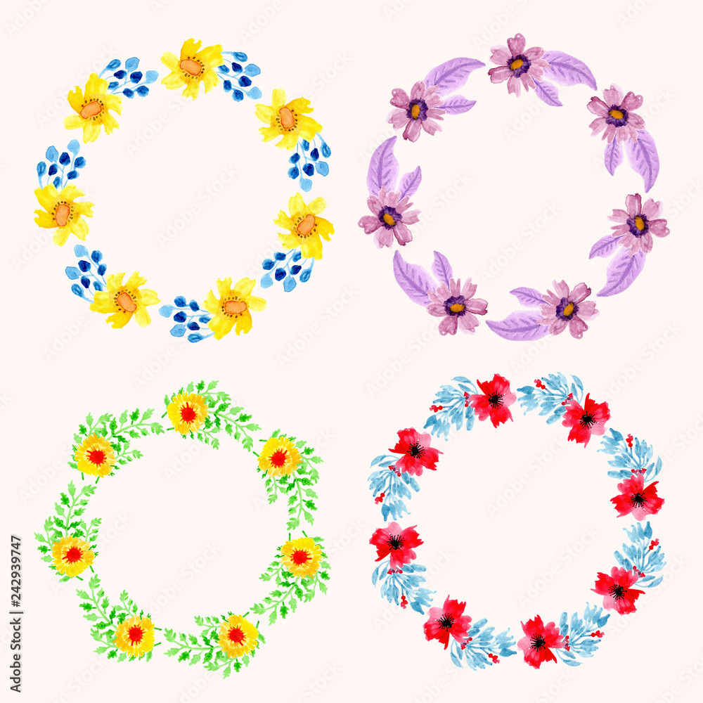 watercolor floral wreath collection