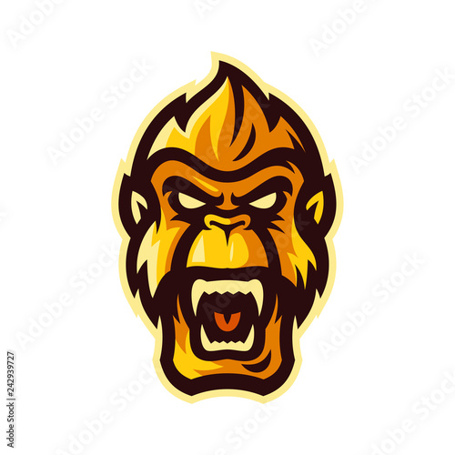 angry gorilla head esport logo mascot template vector illustration