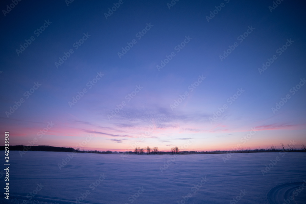 Naklejka premium dawn in winter in nature