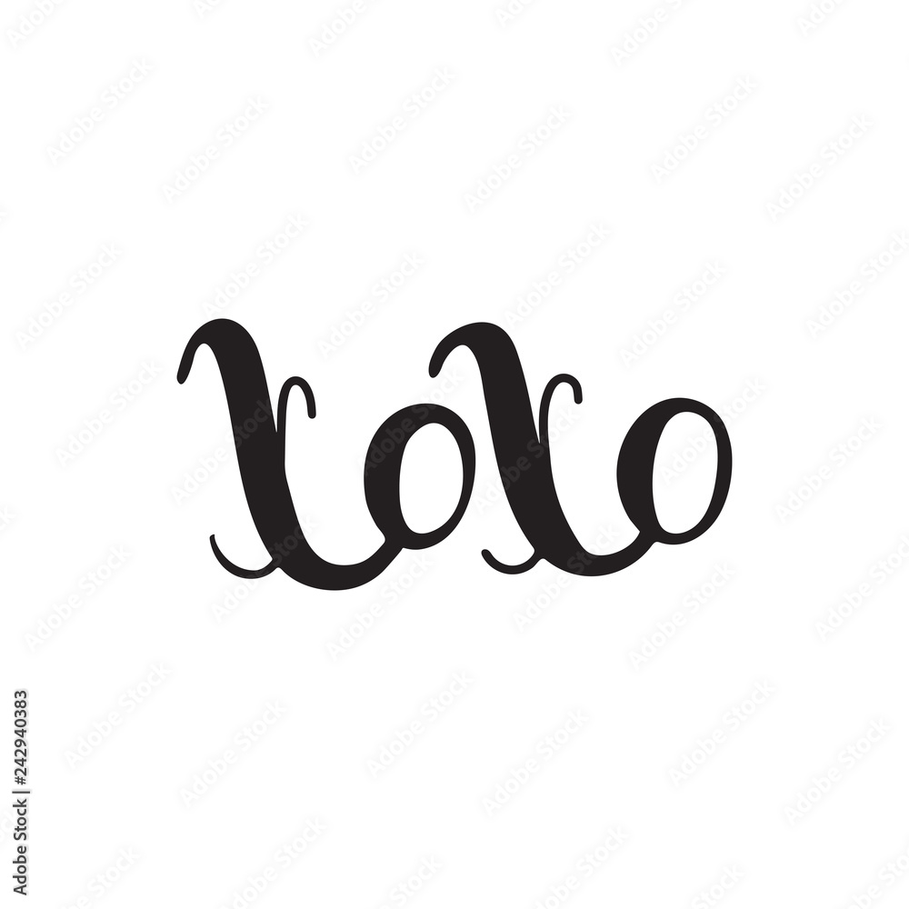 Xoxo phrase vector lettering Modern brush calligraphy. Romantic illustration isolated on white background Xoxo phrase vector lettering Modern brush calligraphy. Romantic illustration isolated on white background