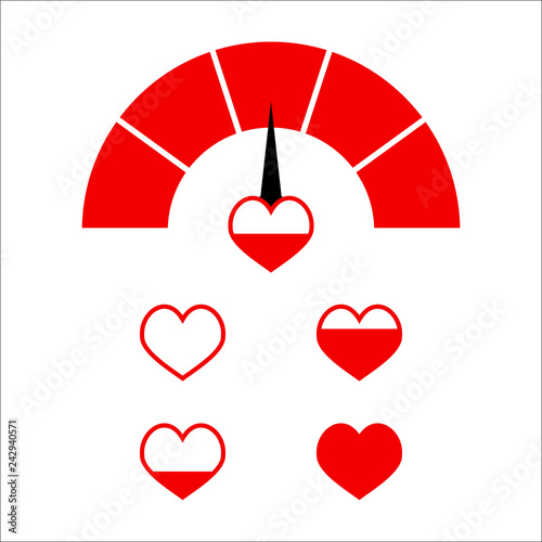 Love red indictor, Vector full love heart