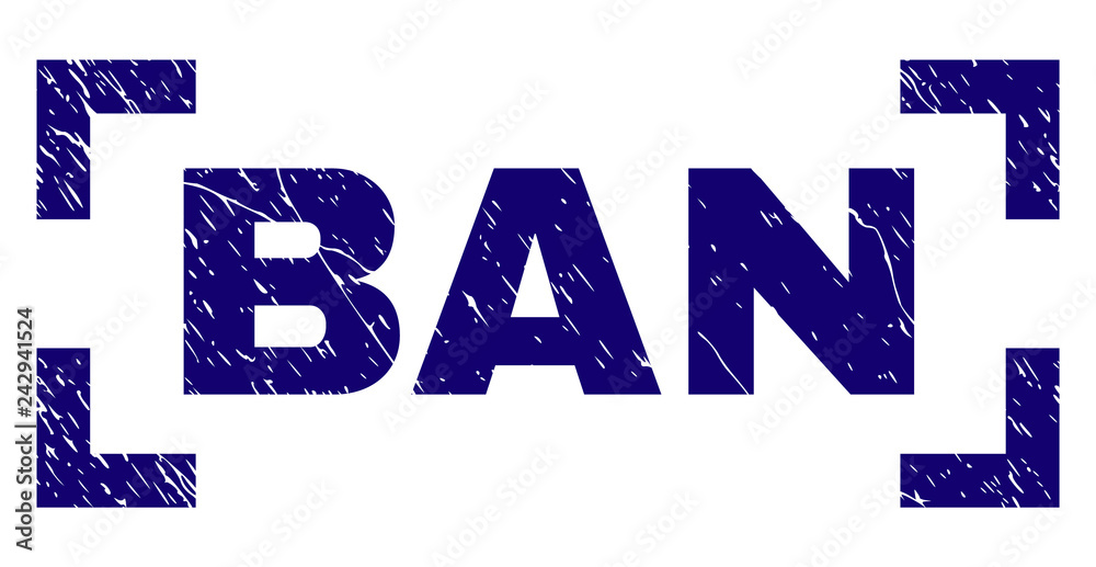 BAN title seal print with distress texture. Text title is placed