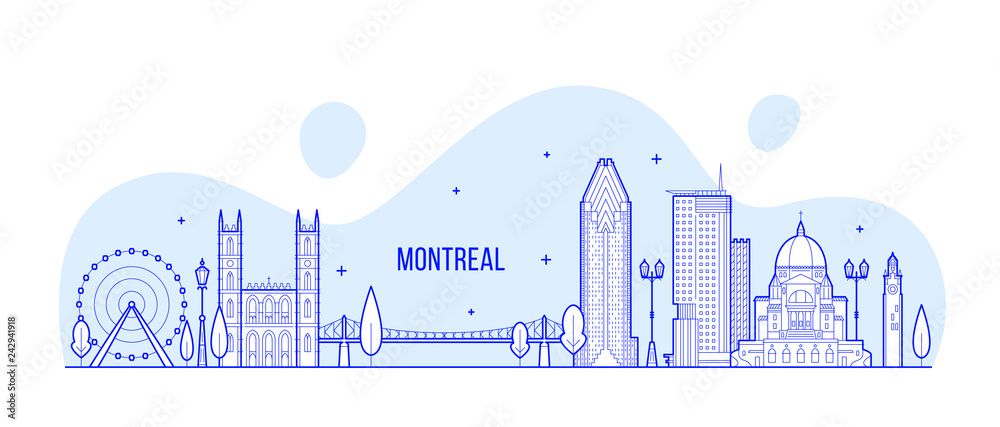 Fototapeta Montreal linii horyzontu Kanada miasta budynków linii wektor