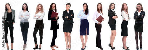 panoramic collage of a group of successful young business women.