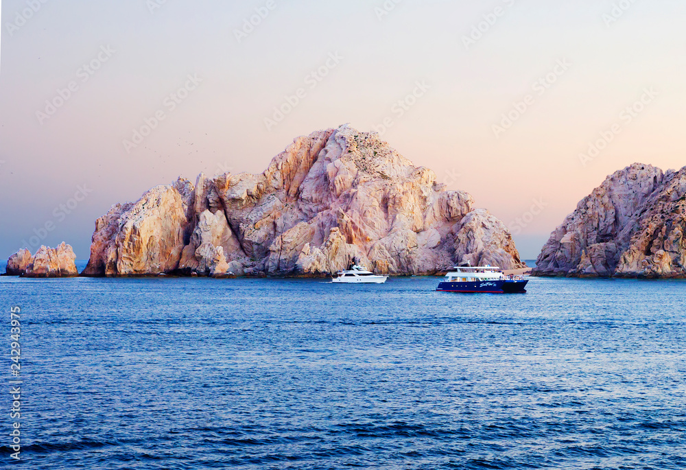 Cabo San Lucas, Mexico, rocks. Cabo San Lucas is often called the pearl of the California Peninsula. The Peninsula itself is considered to be one of the driest regions of the planet.