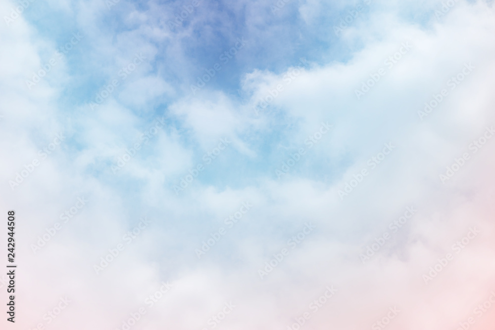 Sun and cloud background with a pastel colored

