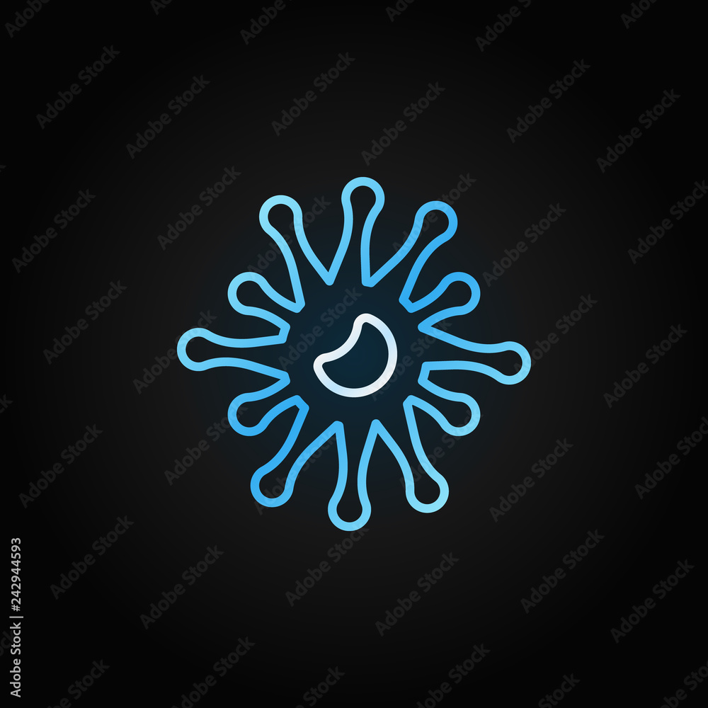 Virus or Bacteria vector concept blue icon or sign in outline style on dark background Virus or Bacteria vector concept blue icon or sign in outline style on dark background