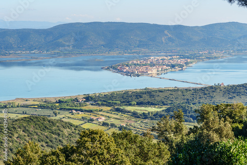 View of Orbetello from mountain Argentario. Italy