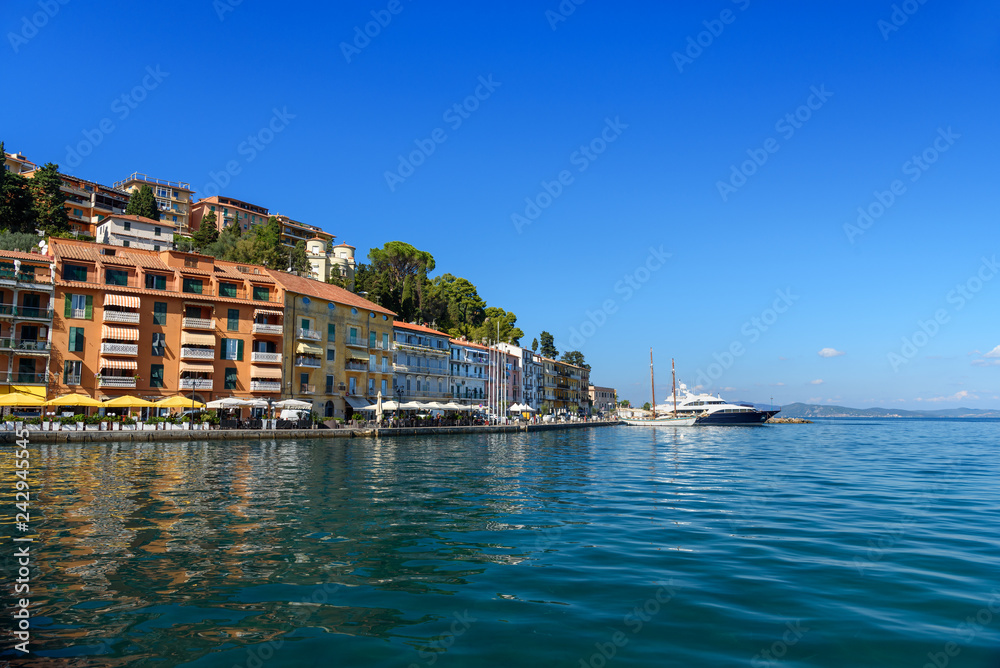 View of seaport town Porto Santo Stefano in Monte Argentario. Tuscany. Italy