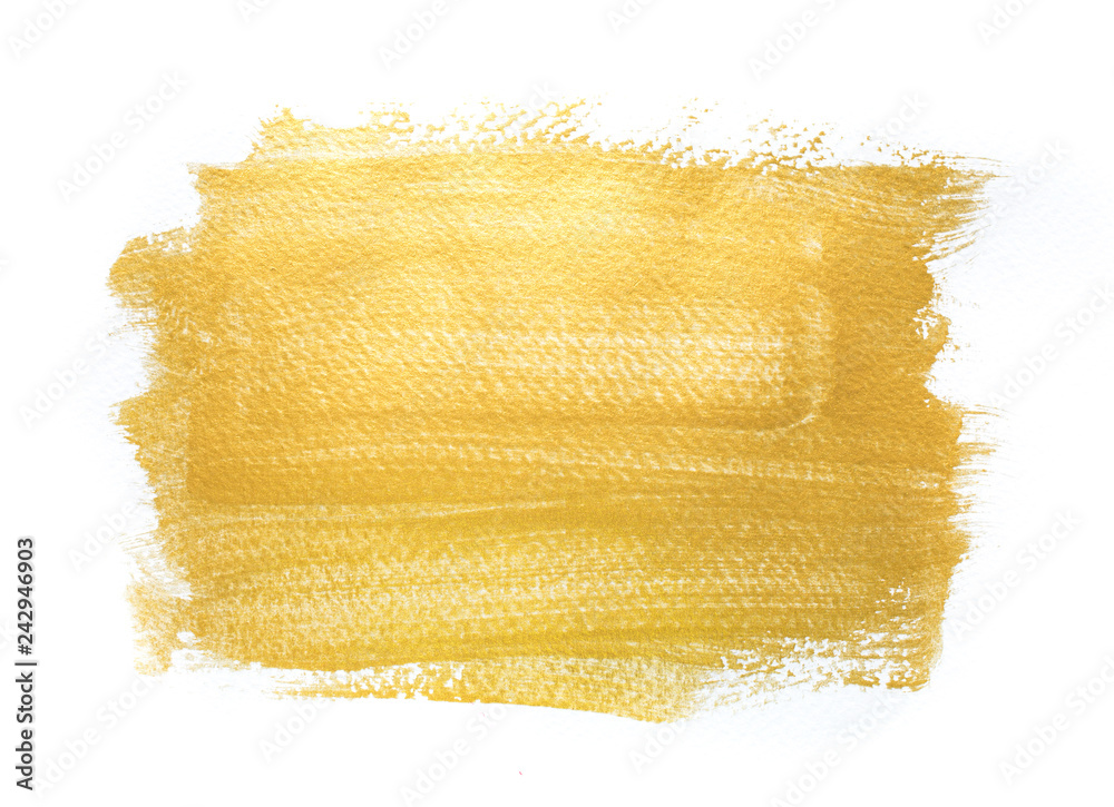 golden watercolor stain on white background