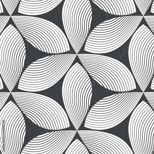 linear vector pattern, repeating abstract leaves, gray line of leaf or flower, floral. graphic clean design for fabric, event, wallpaper etc. pattern is on swatches panel