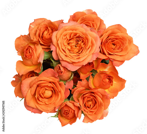 Round bouquet of orange rose flowers