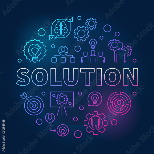 Solution vector round linear colored illustration on dark background