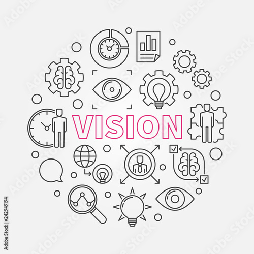 Vision vector round concept design illustration in thin line style © tentacula