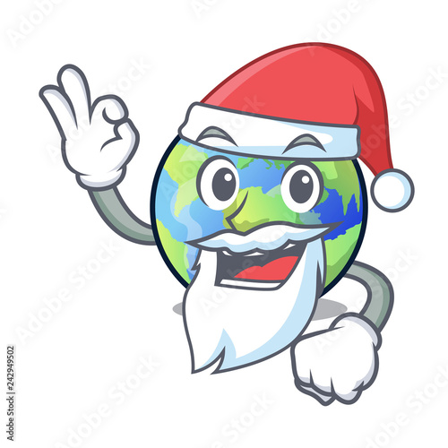 Santa earth isolated with in the cartoons photo