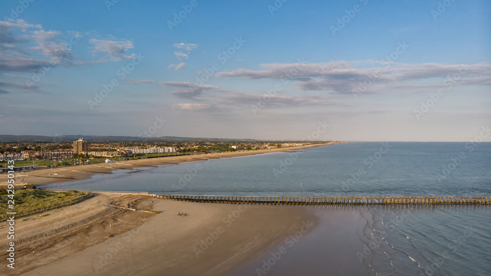 Beautiful drone aerial landscape image of Littlehampton on English South coast at sunrise