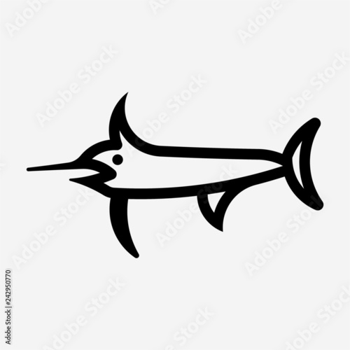 Outline Swordfish pixel perfect vector icon