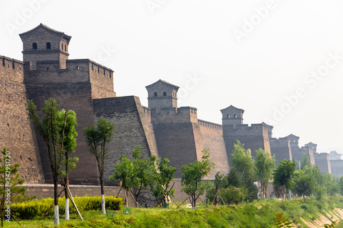 The ancient walls protecting the Old city of Pingyao, Shanxi province, China