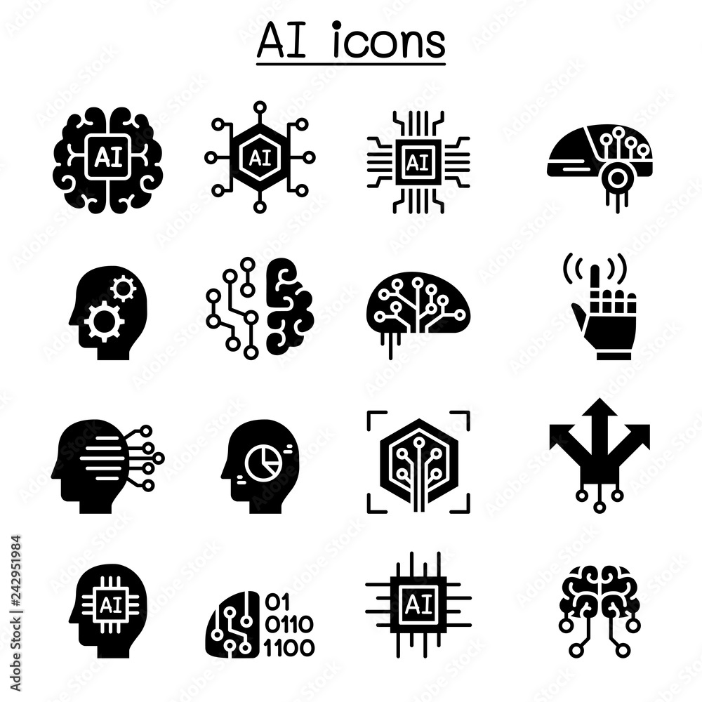 AI, Artificial intelligence icon set Stock Vector | Adobe Stock