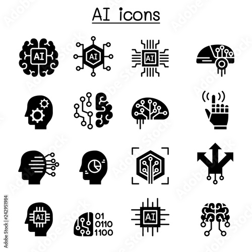 AI, Artificial intelligence icon set