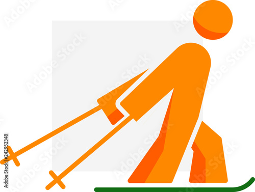 Flat skiing pixel perfect vector icon photo