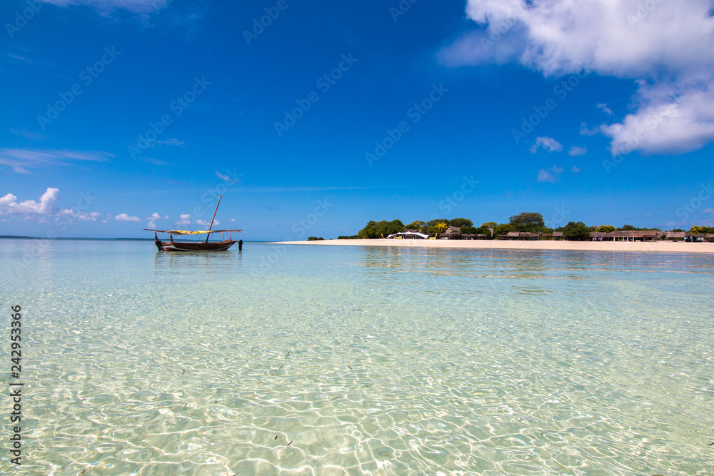 Beautiful beach and Ship in Zanzibar Tanzania
