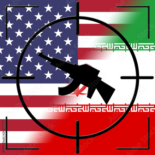Us Iran Conflict And Sanctions Or Agreement - 2d Illustration