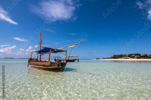 Beautiful beach and Ship in Zanzibar Tanzania