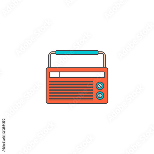 retro radio icon flat vector art