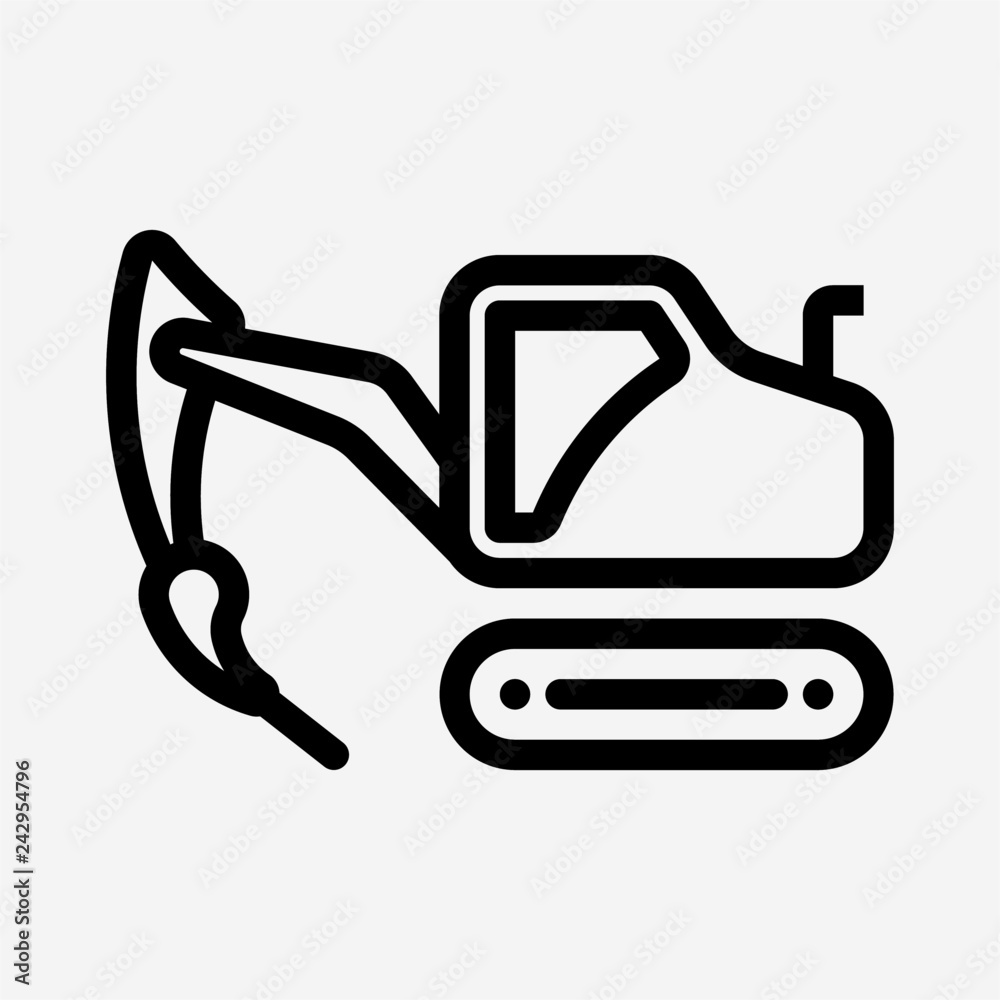 Outline excavator pixel perfect vector icon Outline excavator pixel perfect vector icon
