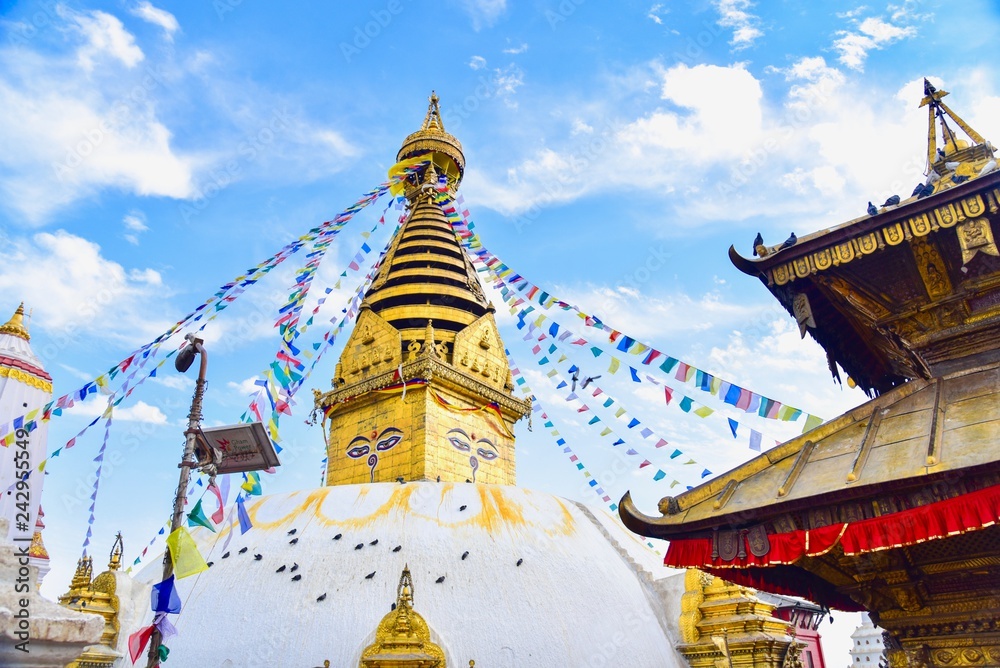 Fototapeta premium Swayambhunath Stupa, an Ancient Religious Landmark in Kathmandu, Nepal