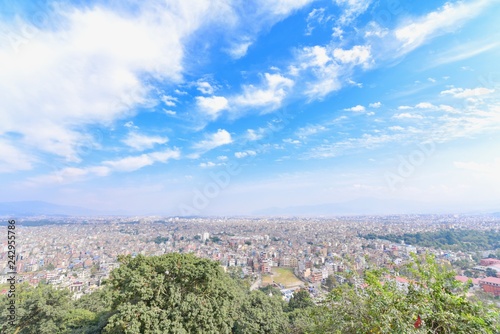 Beautiful Scenery of Kathmandu City from Swayambhunath Pagoda in Kathmandu Valley