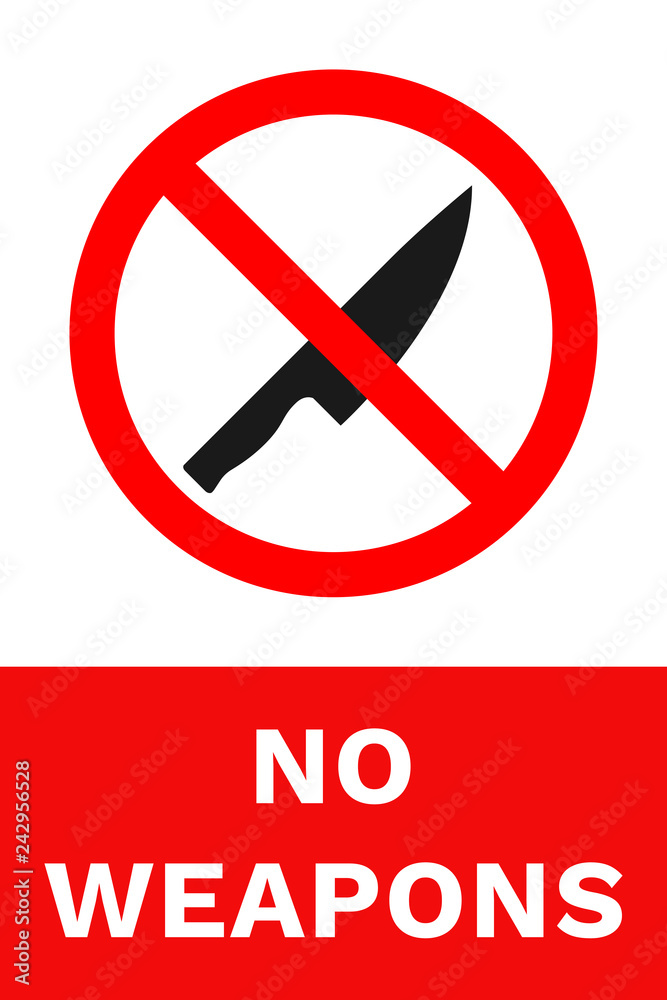 NO WEAPONS sign. Label with inscription. Vector. NO WEAPONS sign. Label with inscription. Vector.