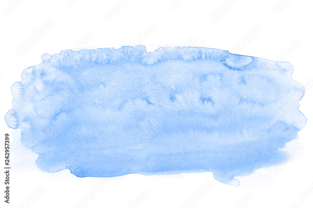 Sky blue watercolor splash background isolated on white. Modern art. Exotic print. For postcard, book, leaflet, invitation card, poster, frame, textile, paper design. Hand drawn. Paper texture. Sky blue watercolor splash background isolated on white. Modern art. Exotic print. For postcard, book, leaflet, invitation card, poster, frame, textile, paper design. Hand drawn. Paper texture.