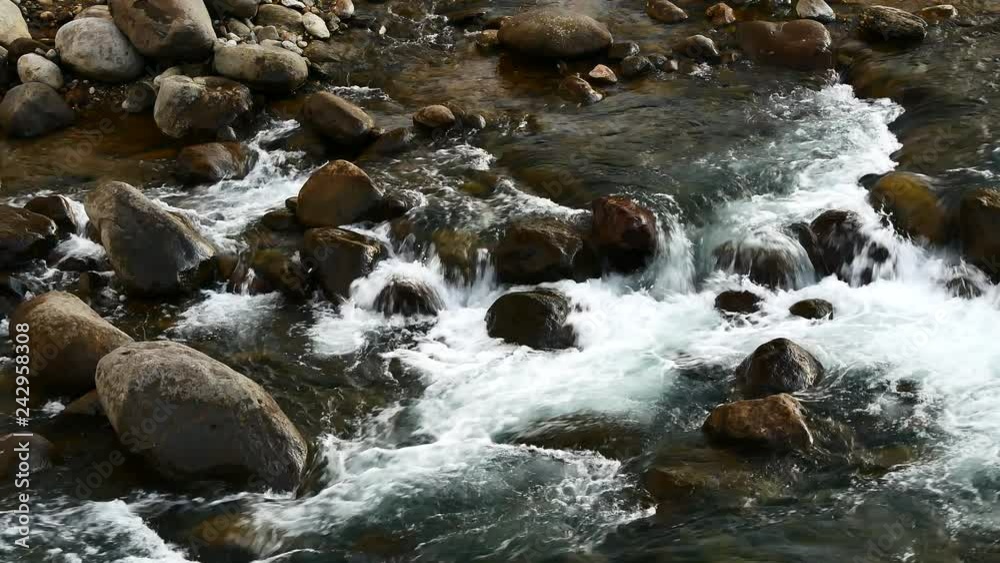 Nature Video Water from the mountain or the river flows through the rocks into a lower space, reducing the speed of the water flow. Nature Video Water from the mountain or the river flows through the rocks into a lower space, reducing the speed of the water flow.
