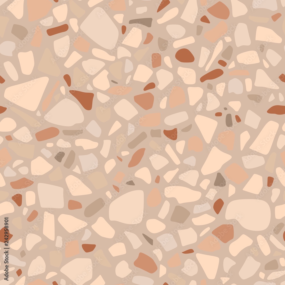 Seamless abstract pattern in terrazzo style in colors of natural stone. Vector background. Seamless abstract pattern in terrazzo style in colors of natural stone. Vector background.