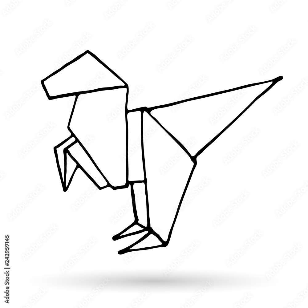 Origami doodle simple icon. Hand drawn origami animal. Geometric logo