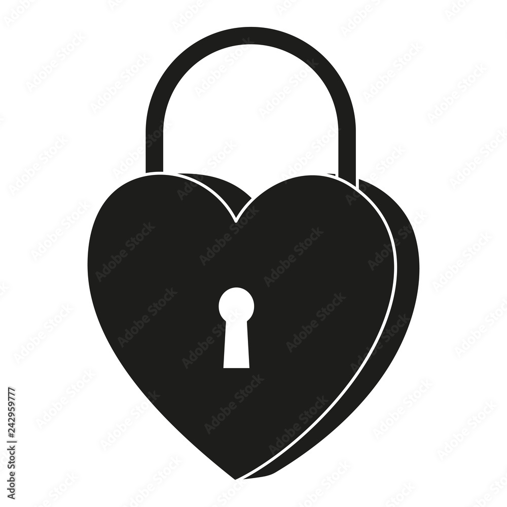 Black and white heart padlock silhouette Black and white heart padlock silhouette