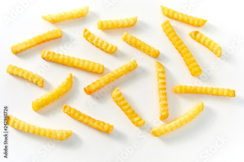 Individual French chips on flat view photo