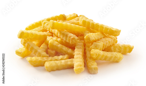 Pile of Golden rippled french fries photo