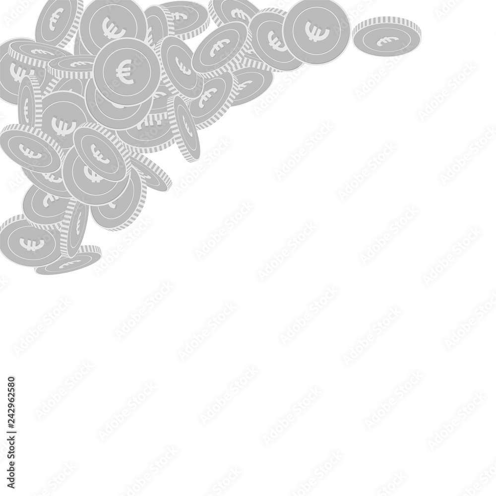 European Union Euro coins falling. Scattered black European Union Euro coins falling. Scattered black