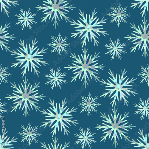 Christmas seamless pattern with snow flakes. Winter background.
