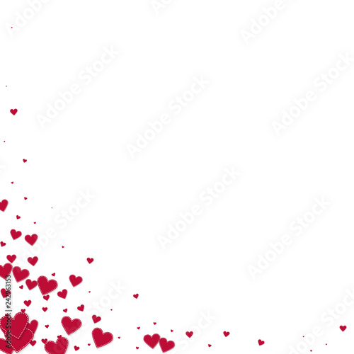 Red heart love confettis. Valentine s day corner c