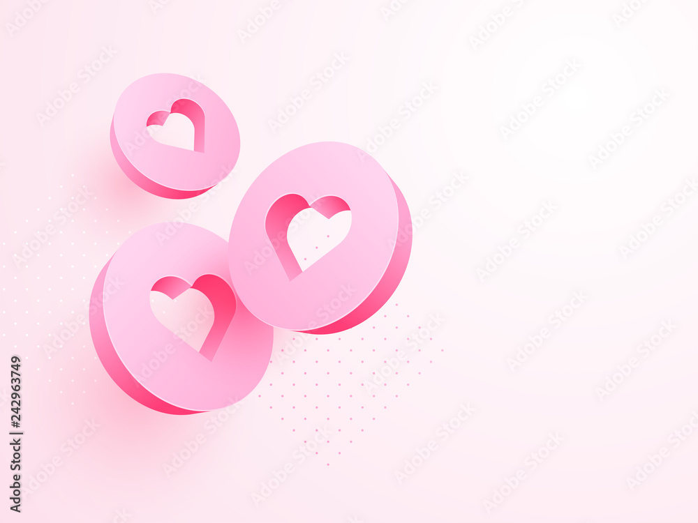 3D heart shapes on pink background for Valentine's Day celebration. 3D heart shapes on pink background for Valentine's Day celebration.
