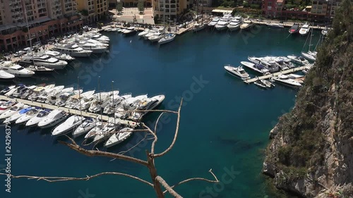 Luxury yachts in Monaco marina. Port de Fontveille.Ultra HD 4k, real time photo