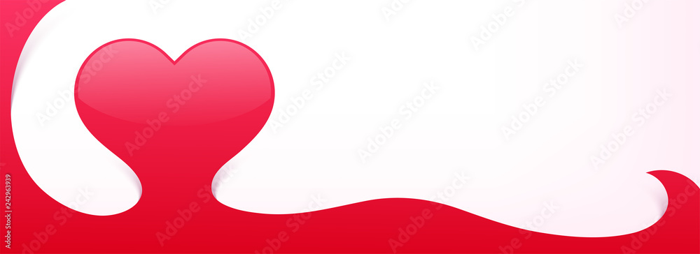 Paper cut style abstract heart shape on white background for Valentine's Day celebration header or banner design. Paper cut style abstract heart shape on white background for Valentine's Day celebration header or banner design.