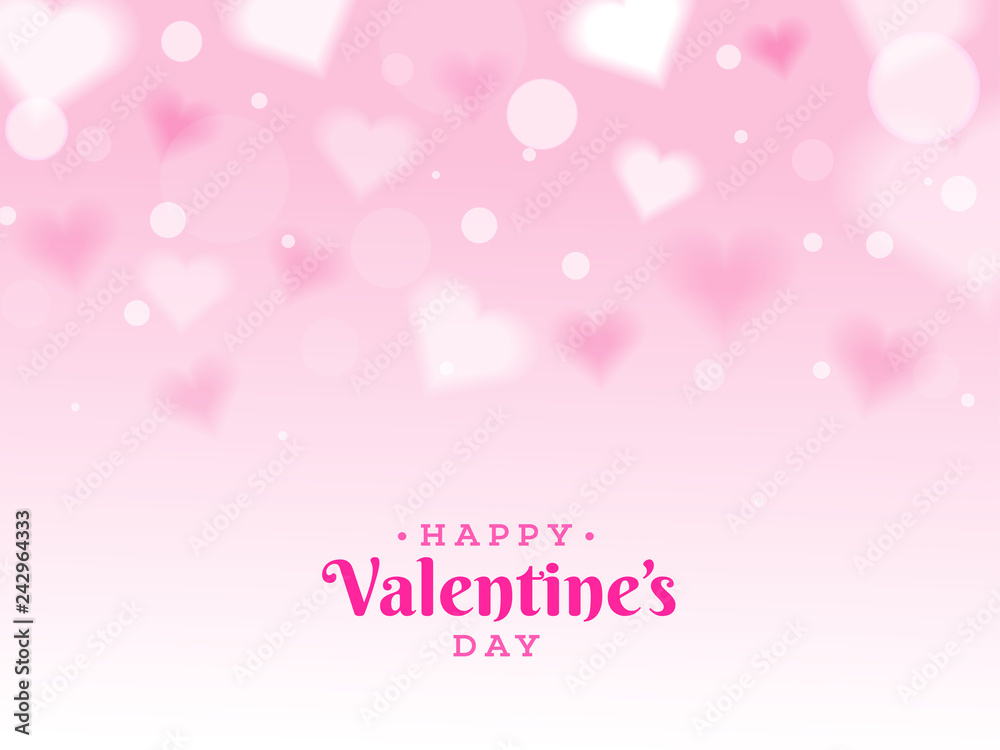 Happy Valentine's Day background decorated with Blur heart shapes. Can be used as greeting card design.