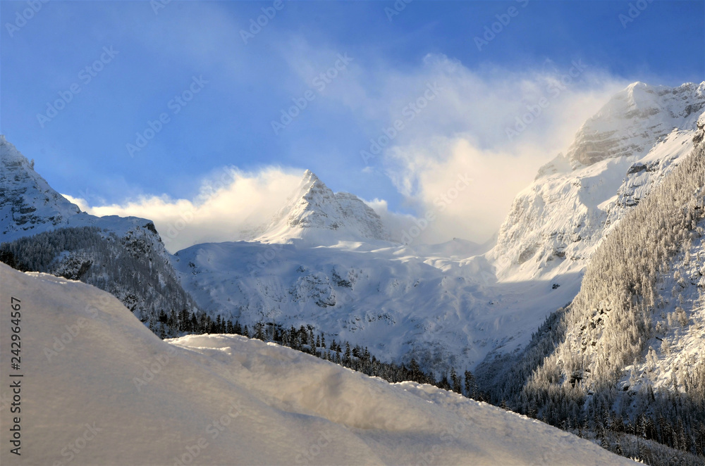 the lofer mountains in winter