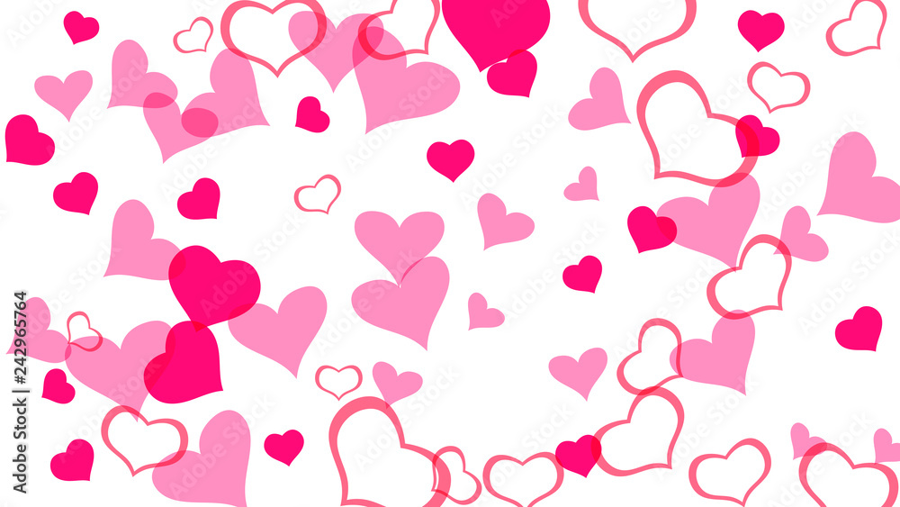 Design element for wallpaper, textiles, packaging, printing, holiday invitation for wedding. Festive background. Red hearts of confetti are falling. Red on White fond Vector. Design element for wallpaper, textiles, packaging, printing, holiday invitation for wedding. Festive background. Red hearts of confetti are falling. Red on White fond Vector.