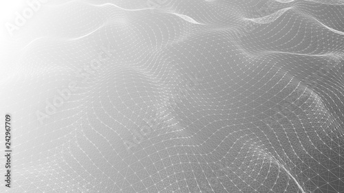 Abstract polygonal space. Network connection structure. Digital data visualization. Big data digital background. 3d rendering.